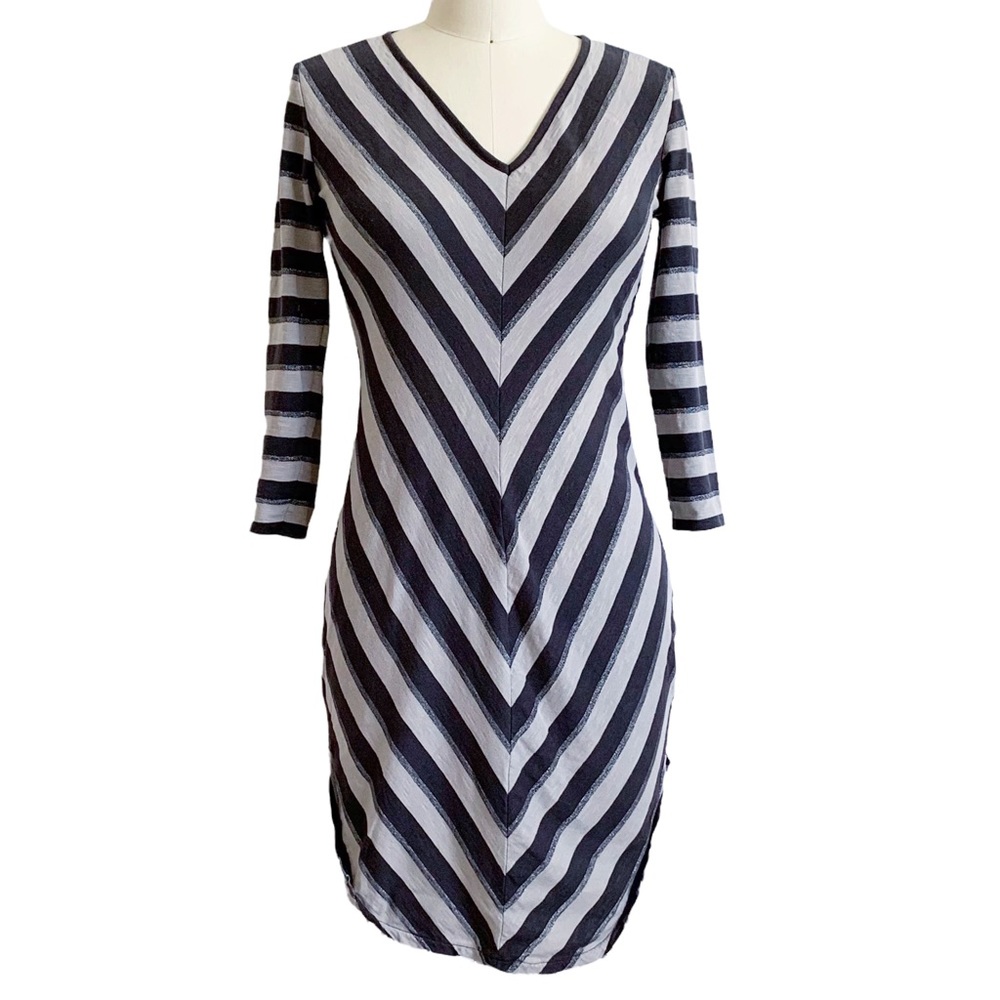 A|X Armani Exchange Striped Tunic Dress Gray S